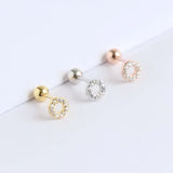 925 Silver Circle Zircon Stud Earring Wild Personality Female Jewel