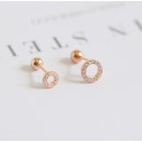 925 Silver Circle Zircon Stud Earring Wild Personality Female Jewel
