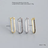 925 Silver Square Geometric Earring OL French Style Ear Jewelry