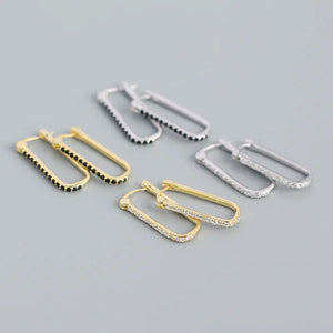 925 Silver Square Geometric Earring OL French Style Ear Jewelry