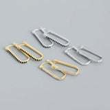 925 Silver Square Geometric Earring OL French Style Ear Jewelry