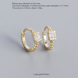 925 Silver Square Zircon Bead Earring Double Circle Ear Jewelry