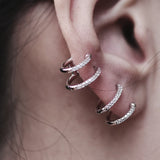925 Silver Square Zircon Bead Earring Double Circle Ear Jewelry