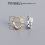 925 Silver Square Zircon Bead Earring Double Circle Ear Jewelry