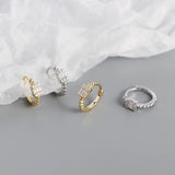 925 Silver Square Zircon Bead Earring Double Circle Ear Jewelry