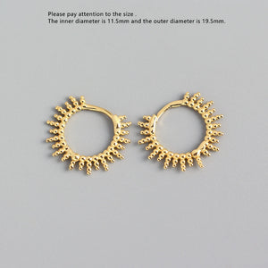 925 Silver Sun Ray Round Bead Ear Ring Zircon Ear Buckle Wild Girl Ear Jewel