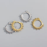 925 Silver Sun Ray Round Bead Ear Ring Zircon Ear Buckle Wild Girl Ear Jewel