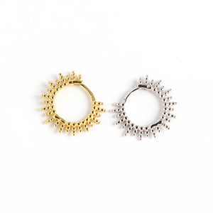 925 Silver Sun Ray Round Bead Ear Ring Zircon Ear Buckle Wild Girl Ear Jewel