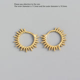 925 Silver Sun Ray Round Bead Ear Ring Zircon Ear Buckle Wild Girl Ear Jewel