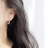 925 Silver Earring Three Zircon Star Ball Pendant Ear Ring Women Girl Jewelry