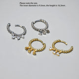 925 Silver Earring Three Zircon Star Ball Pendant Ear Ring Women Girl Jewelry