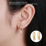 925 Silver Earring Three Zircon Star Ball Pendant Ear Ring Women Girl Jewelry