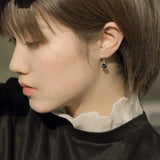 925 Silver Earring Three Zircon Star Ball Pendant Ear Ring Women Girl Jewelry