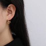 925 Silver Earring Three Zircon Star Ball Pendant Ear Ring Women Girl Jewelry