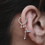 925 Silver Earring Three Zircon Star Ball Pendant Ear Ring Women Girl Jewelry