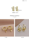 925 Silver Earring Zircon Cross Flower Round Ear Ring Ear Buckle