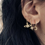 925 Silver Zircon Cross Short Drop Earring