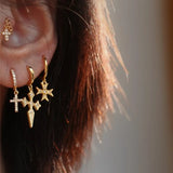 925 Silver Zircon Cross Short Drop Earring