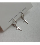 925 Silver Zircon Cross Drop Earring Wild Style Silver Ear Jewelry