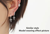 925 Silver Zircon Cross Drop Earring Wild Style Silver Ear Jewelry