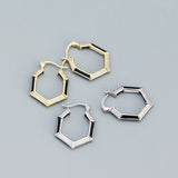 925 Silver Earring Zircon Dripping Oil Hexagon Handbag Styling Ear Ring