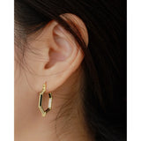 925 Silver Earring Zircon Dripping Oil Hexagon Handbag Styling Ear Ring