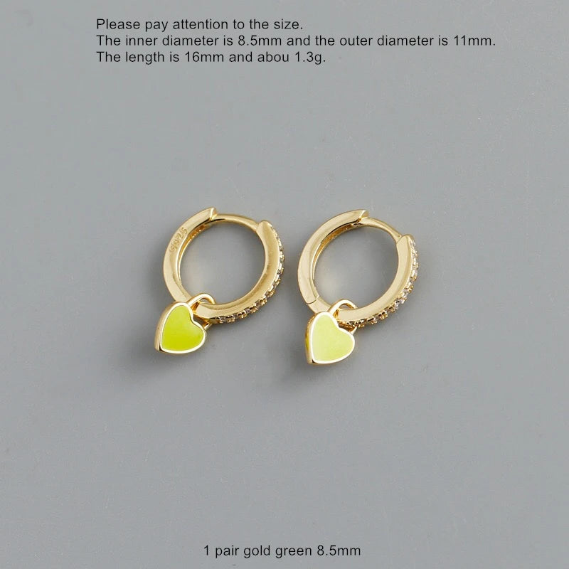925 Silver Earring Zircon Heart Horse Eye Oval Angel Drop Earring