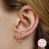 925 Silver Earring Zircon Heart Horse Eye Oval Angel Drop Earring