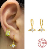 925 Silver Earring Zircon Heart Horse Eye Oval Angel Drop Earring