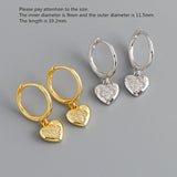 925 Silver Zircon Heart Drop Earring Girl Women Jewelry