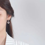 925 Silver Zircon Heart Drop Earring Girl Women Jewelry