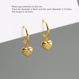 925 Silver Zircon Heart Drop Earring Girl Women Jewelry
