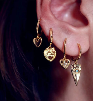 925 Silver Zircon Heart Drop Earring Girl Women Jewelry