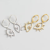 925 Silver Earring Zircon Hollow Eyes Drop Earrings Sweet Style