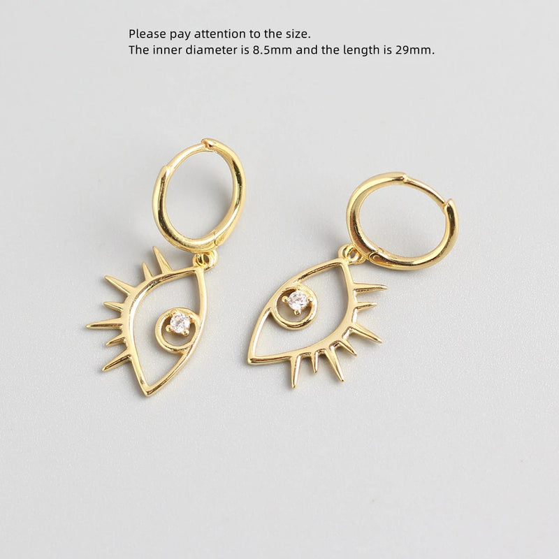 925 Silver Earring Zircon Hollow Eyes Drop Earrings Sweet Style
