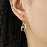 925 Silver Earring Zircon Hollow Eyes Drop Earrings Sweet Style