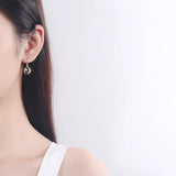 925 Silver Earring Zircon Hollow Eyes Drop Earrings Sweet Style