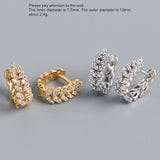 925 Silver Earring Zircon Leaves Geometric Chain Ear Ring Sweet Wild Woman Girl