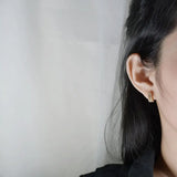 925 Silver Earring Zircon Leaves Geometric Chain Ear Ring Sweet Wild Woman Girl