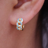 925 Silver Earring Zircon Leaves Geometric Chain Ear Ring Sweet Wild Woman Girl