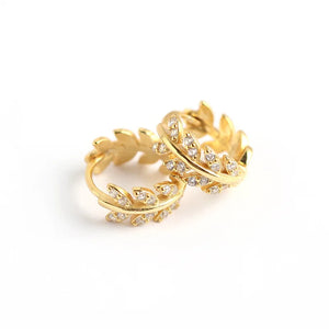 925 Silver Zircon Olive Leaf Earring Sweet Wild Girl Ear Jewelry