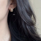 925 Silver Zircon Olive Leaf Earring Sweet Wild Girl Ear Jewelry
