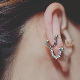 925 Silver Zircon Round Ear Ring Screw Ear Bone Nail OL Woman Girl Jewelry