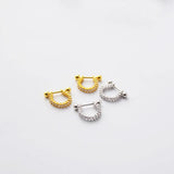 925 Silver Zircon Round Ear Ring Screw Ear Bone Nail OL Woman Girl Jewelry