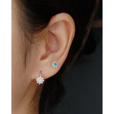 925 Silver Zircon Snake Flower Ear Ring Women Ear Jewelry
