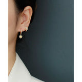925 Silver Zircon Snake Flower Ear Ring Women Ear Jewelry