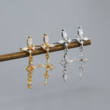 925 Silver Earring Zircon Square Star Pendant Drop Earring