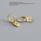 925 Silver Earring Zircon Square Star Pendant Drop Earring