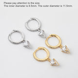 925 Silver Earring Zircon Triangle Square OL Woman Girl Ear Jewelry