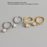 925 Silver Zircon Triangle Star Drop Earring French Girl Ear Jewel